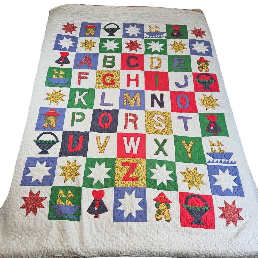 ABC handmade sampler quilt, twin